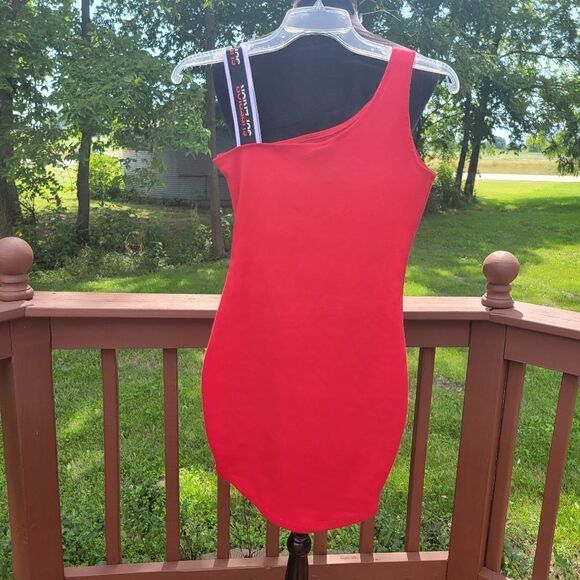 RedFox Ladies Bodycon Red Black  Sporty Dress sz  Small - Picture 3 of 12